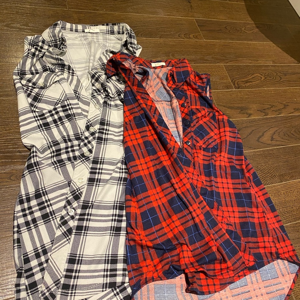 Ardene Black and Red Plaid Tops